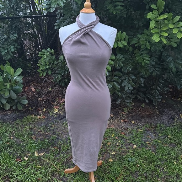 NBD Anju Midi Dress in Deep Taupe, size medium - Picture 5 of 11